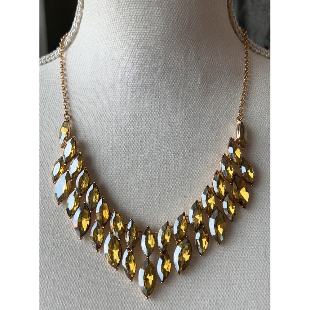 Monet Amber Rhinestone Bib Statement Necklace